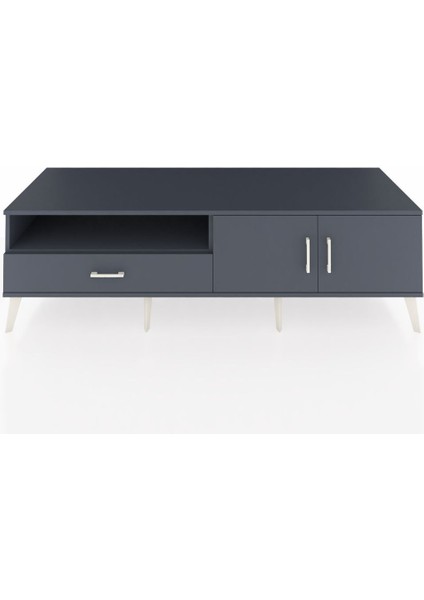 Kronos Tv Ünitesi 2 Raflı Tek Çekmeceli 2 Kapaklı 176X59X51 Antrasit-Antrasit/antrasit