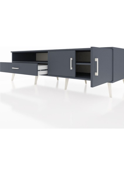 Kronos Tv Ünitesi 2 Raflı Tek Çekmeceli 2 Kapaklı 176X59X51 Antrasit-Antrasit/antrasit fırsatları