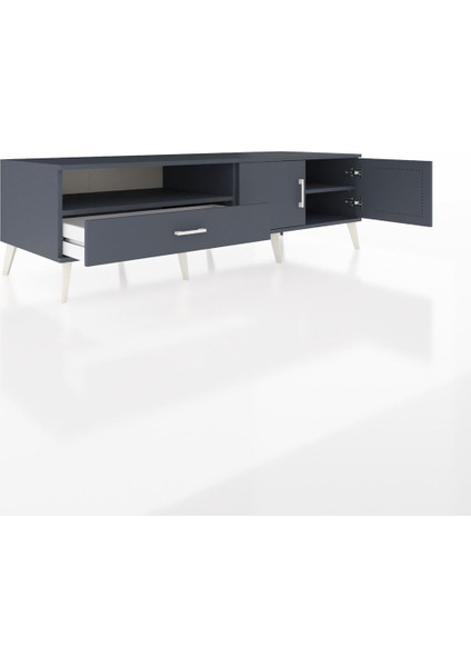 Kronos Tv Ünitesi 2 Raflı Tek Çekmeceli 2 Kapaklı 176X59X51 Antrasit-Antrasit/antrasit indirimleri