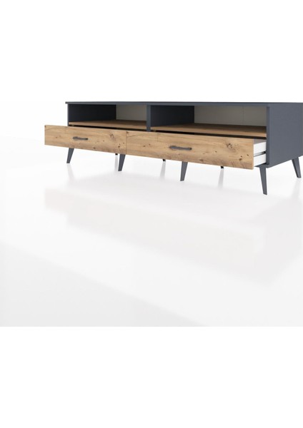 Kronos Tv Ünitesi 2 Raflı 2 Çekmeceli 176X59X51 Antrasit-Çam/çam modelleri