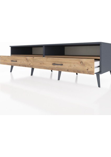 Kronos Tv Ünitesi 2 Raflı 2 Çekmeceli 176X59X51 Antrasit-Çam/çam fırsatları