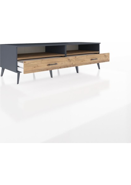 Kronos Tv Ünitesi 2 Raflı 2 Çekmeceli 176X59X51 Antrasit-Çam/çam indirimleri