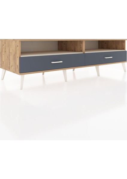 Kronos Tv Ünitesi 2 Raflı 2 Çekmeceli 176X59X51 Çam-Aytaşı/antrasit fiyatları
