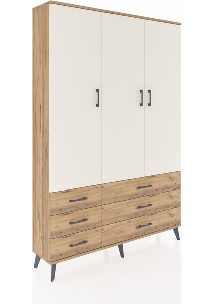 Arges Dolap 5 Raflı 6 Çekmeceli Tek Askılı 132X30X195 Çam-Aytaşı/çam fiyatları