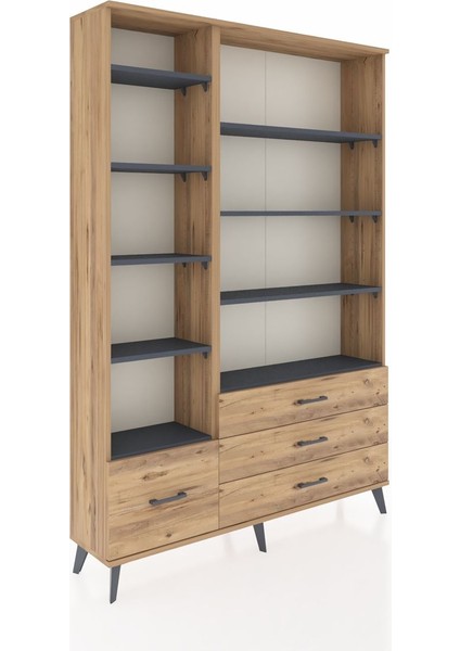 Arges Dolap 9 Raflı 4 Çekmeceli 132X30X195 Çam-Antrasit/çam fiyatları