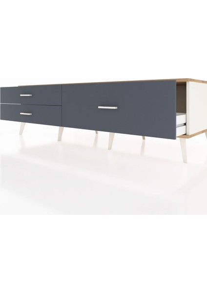 Kronos Tv Ünitesi 3 Çekmeceli 176X59X51 Aytaşı-Çam/antrasit fırsatları
