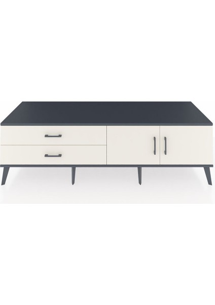 Kronos Tv Ünitesi Tek Raflı 2 Çekmeceli 2 Kapaklı 176X59X51 Antrasit-Aytaşı/aytaşı