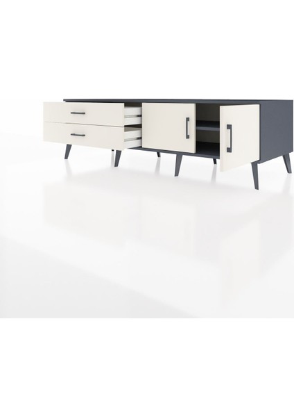 Kronos Tv Ünitesi Tek Raflı 2 Çekmeceli 2 Kapaklı 176X59X51 Antrasit-Aytaşı/aytaşı modelleri