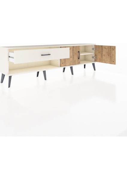 Arges Tv Ünitesi Tek Raflı Tek Çekmeceli 2 Kapaklı 176X30X51 Aytaşı-Çam/aytaşı indirimleri
