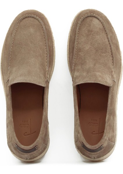 Hakiki Süet Deri Bej Loafer Erkek Ayakkabı - Kauçuk Taban - 4154 fırsatları