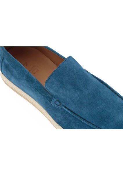 Hakiki Süet Deri Lacivert Loafer Erkek Ayakkabı - Kauçuk Taban - 4154