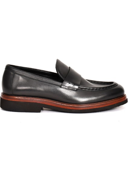 Hakiki Deri Siyah Loafer Erkek Ayakkabı Eva Taban - 3524