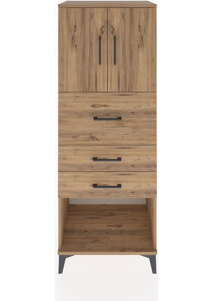 Hyperion Dolap 2 Raflı 3 Çekmeceli 2 Kapaklı 60X44X163 Çam-Çam