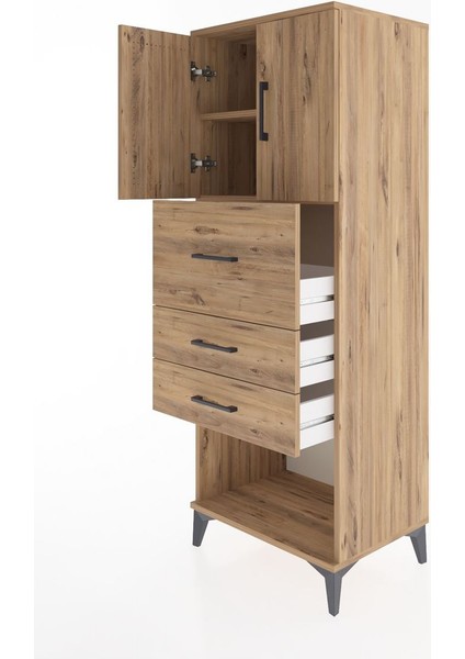 Hyperion Dolap 2 Raflı 3 Çekmeceli 2 Kapaklı 60X44X163 Çam-Çam fırsatları
