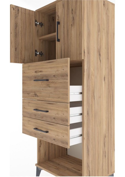 Hyperion Dolap 2 Raflı 3 Çekmeceli 2 Kapaklı 60X44X163 Çam-Çam indirimleri