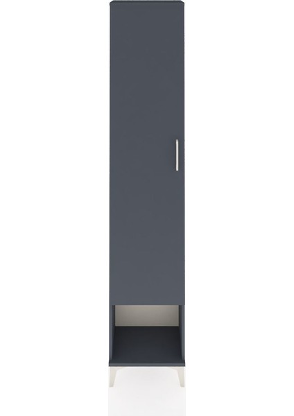 Arges Dolap 2 Raflı Tek Kapaklı Tek Askılı 44X30X221 Antrasit-Antrasit