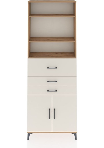 Arges Dolap 4 Raflı 3 Çekmeceli 2 Kapaklı 88X30X243 Çam-Aytaşı