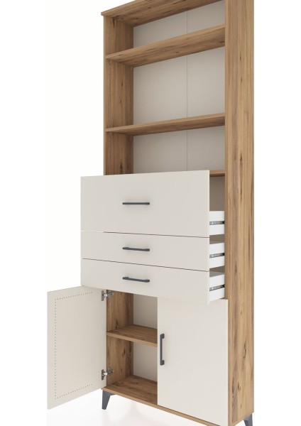 Arges Dolap 4 Raflı 3 Çekmeceli 2 Kapaklı 88X30X243 Çam-Aytaşı indirimleri