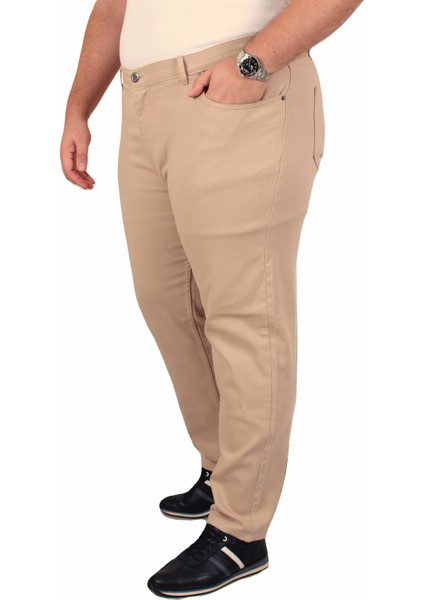 Büyük Beden Klasik 5 Cep Gabardin Pantolon 11915 Bej