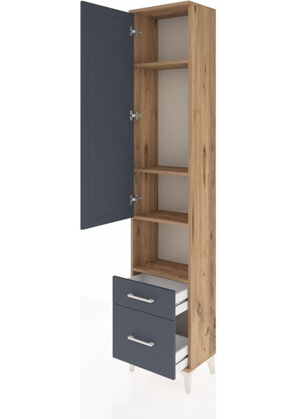 Arges Dolap 4 Raflı 2 Çekmeceli Tek Kapaklı 44X30X221 Çam-Antrasit fırsatları