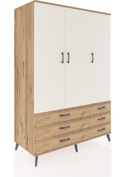 Kronos Dolap 5 Raflı 6 Çekmeceli Tek Askılı 132X59X195 Çam-Aytaşı/çam fiyatları