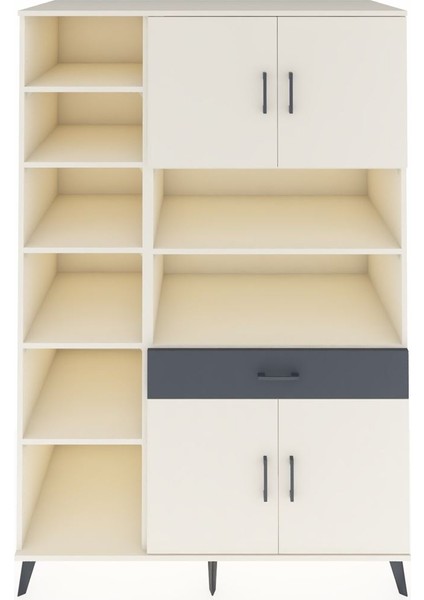 Kronos Dolap 10 Raflı Tek Çekmeceli 4 Kapaklı 132X59X195 Aytaşı-Aytaşı/antrasit