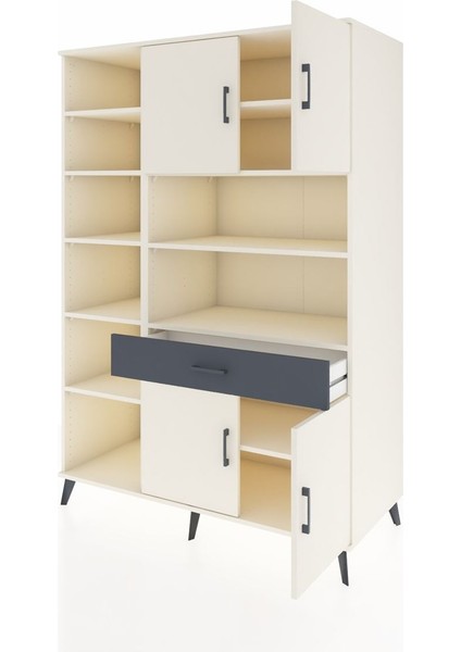 Kronos Dolap 10 Raflı Tek Çekmeceli 4 Kapaklı 132X59X195 Aytaşı-Aytaşı/antrasit modelleri