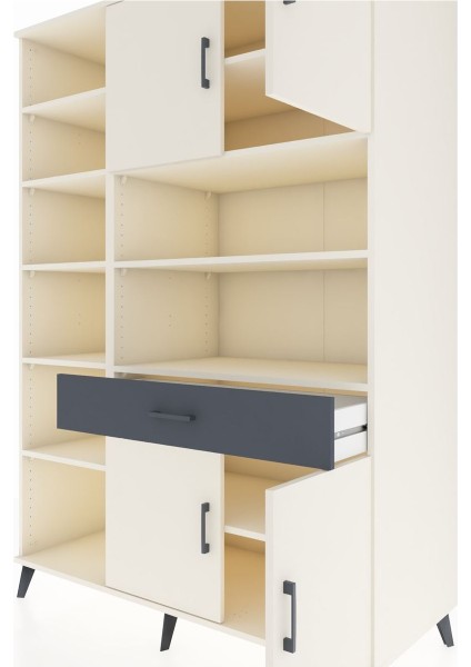 Kronos Dolap 10 Raflı Tek Çekmeceli 4 Kapaklı 132X59X195 Aytaşı-Aytaşı/antrasit fırsatları