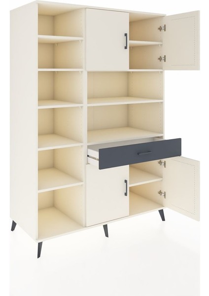 Kronos Dolap 10 Raflı Tek Çekmeceli 4 Kapaklı 132X59X195 Aytaşı-Aytaşı/antrasit indirimleri