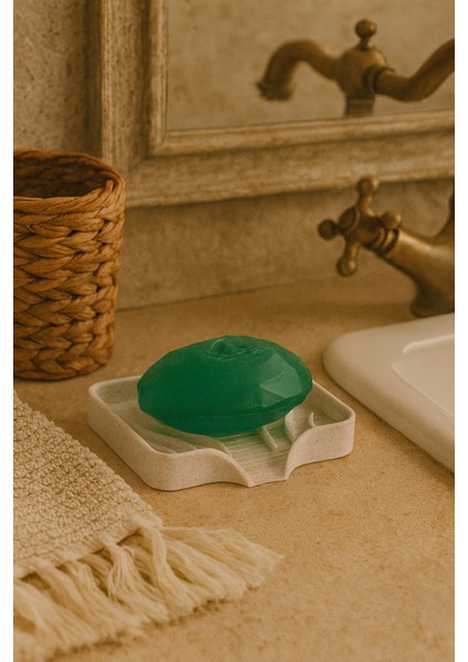 Mermer Desenli Katı Sabunluk Su Tahliyeli Şık ve Hijyenik Sabun Standı Lavabo Düzenleyici