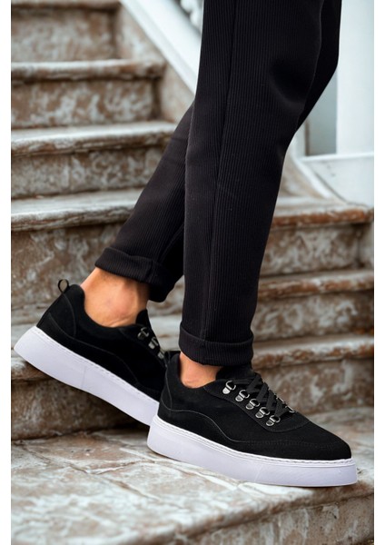 Erkek Siyah/beyaz Süet Ayakkabı MN319