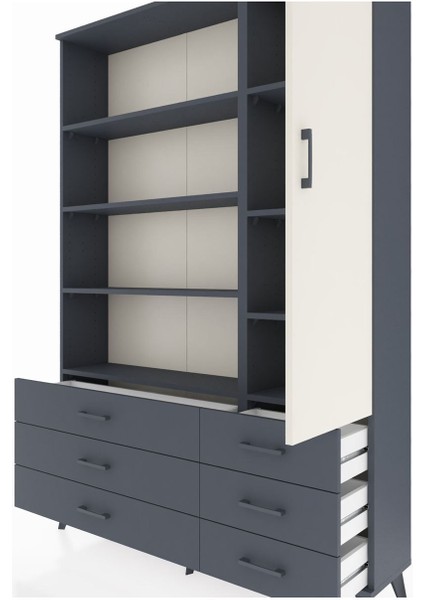 Arges Dolap 8 Raflı 6 Çekmeceli Tek Kapaklı 132X30X195 Antrasit-Aytaşı/antrasit fırsatları