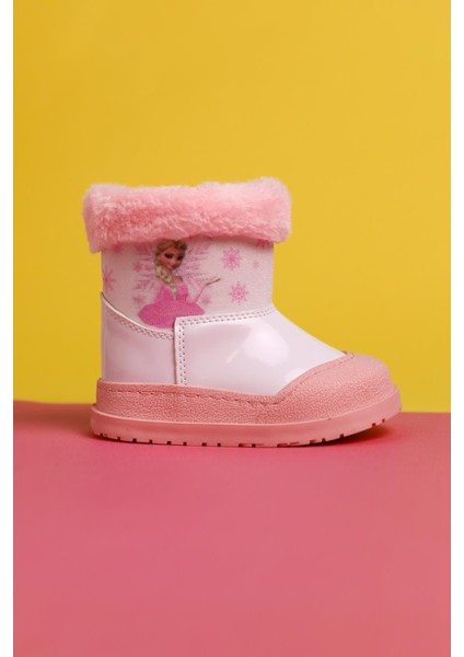 Elea Pembe Çizgi Karakter Baskılı Içi Kürklü Bebe Bot