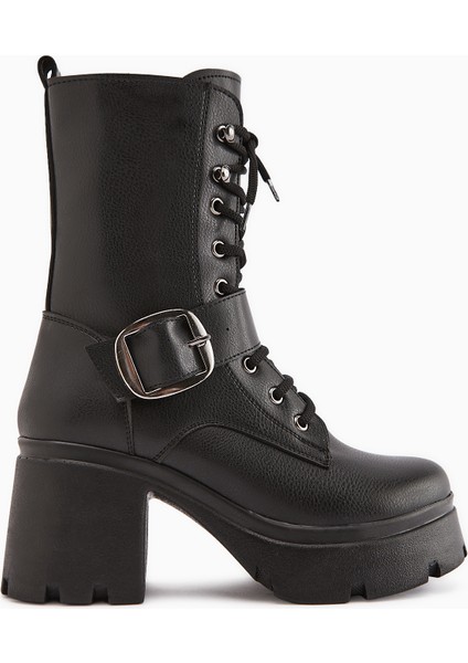 Caklin Siyah Kemerli Kadın Platform Topuklu Postal Bot fiyatları