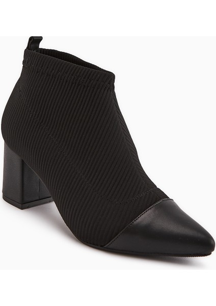 Daly Siyah Streç Topuklu Bot Kadın