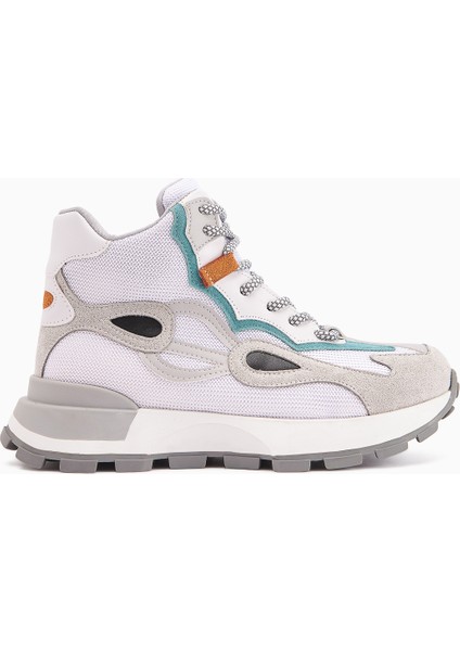 Emma Beyaz Süet Detaylı Bağcıklı Kadın Spor Bot