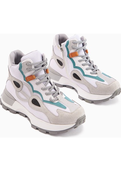 Emma Beyaz Süet Detaylı Bağcıklı Kadın Spor Bot fiyatları