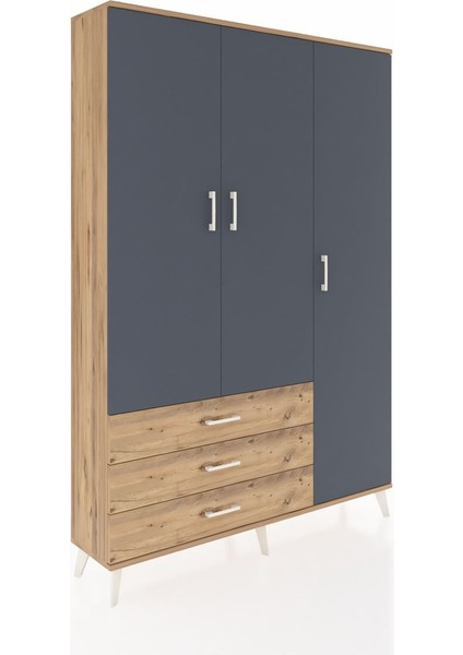 Arges Dolap 6 Raflı 3 Çekmeceli Tek Askılı 132X30X195 Çam-Antrasit/çam fiyatları