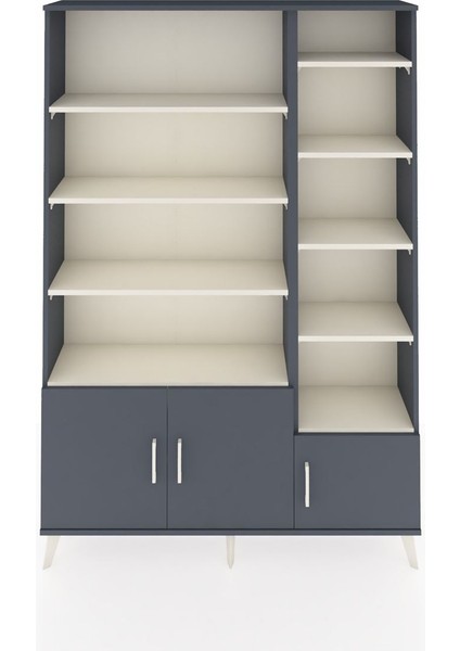 Arges Dolap 10 Raflı 3 Kapaklı 132X30X195 Antrasit-Antrasit/aytaşı