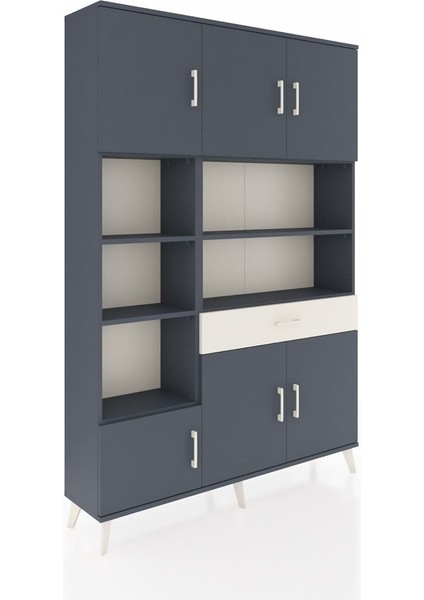 Arges Dolap 10 Raflı Tek Çekmeceli 6 Kapaklı 132X30X195 Antrasit-Antrasit/aytaşı fiyatları