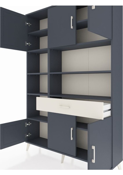 Arges Dolap 10 Raflı Tek Çekmeceli 6 Kapaklı 132X30X195 Antrasit-Antrasit/aytaşı fırsatları