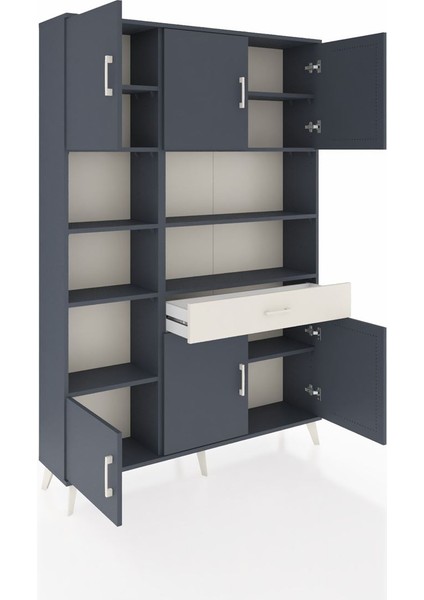 Arges Dolap 10 Raflı Tek Çekmeceli 6 Kapaklı 132X30X195 Antrasit-Antrasit/aytaşı indirimleri