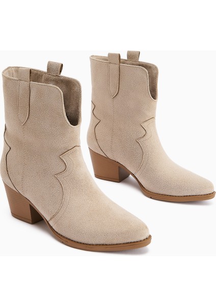 Erica Bej Süet Topuklu Western Kadın Bot fiyatları