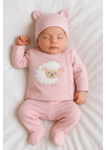 %100 Pamuklu 0-3 Ay Yenidoğan Bebek Hastane Çıkışı 3lü Set