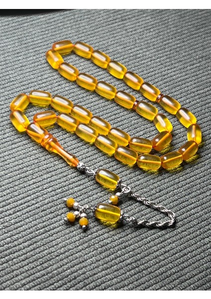 Ateş Kehribar Kapsül Model 925 Ayar Gümüş Tesbih