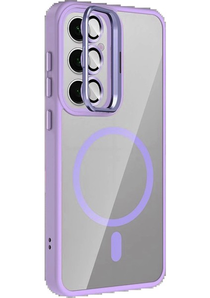 CPT16 Samsung Galaxy S24 Fe Remim Lensli Magsafe Standlı Kapak - Lila modelleri