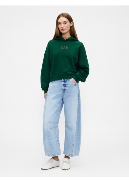 Kadın Koyu Yeşil Relaxed Gap Logo Fleece Sweatshirt fırsatları