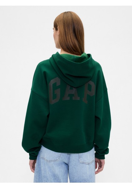 Kadın Koyu Yeşil Relaxed Gap Logo Fleece Sweatshirt indirimleri