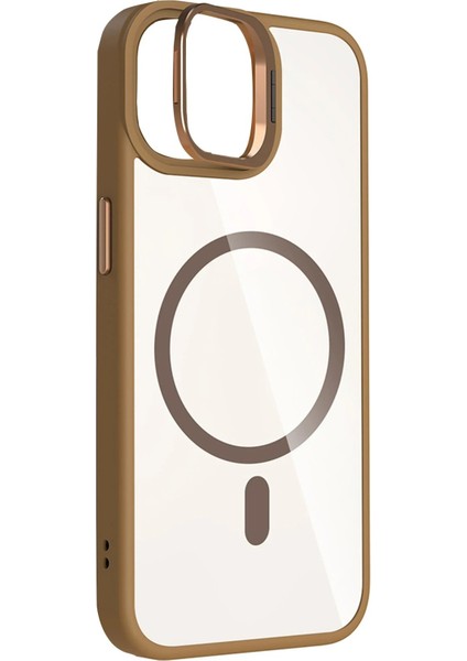 CPT16 Apple iPhone 11 Remim Lensli Magsafe Standlı Kapak - Kahverengi modelleri