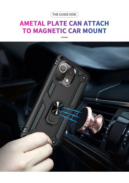 CPT16 Xiaomi Mi 11 Lite Kılıf Sofya Yüzüklü Silikon Kapak - Siyah